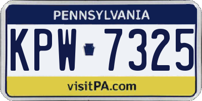 PA license plate KPW7325