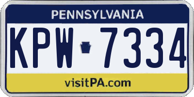 PA license plate KPW7334