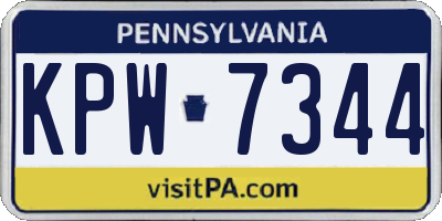 PA license plate KPW7344