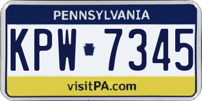 PA license plate KPW7345