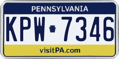 PA license plate KPW7346