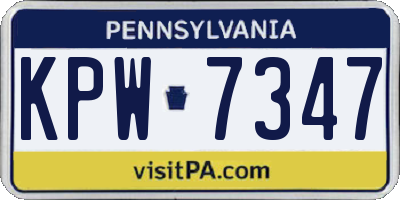 PA license plate KPW7347