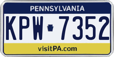 PA license plate KPW7352