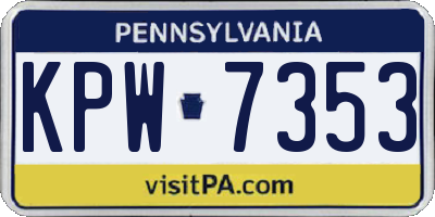 PA license plate KPW7353