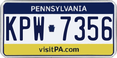 PA license plate KPW7356