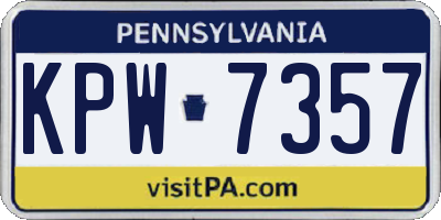 PA license plate KPW7357