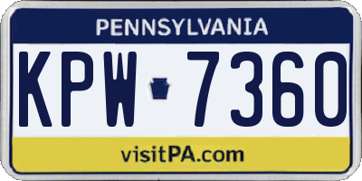 PA license plate KPW7360
