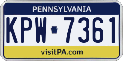 PA license plate KPW7361