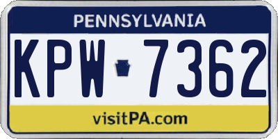 PA license plate KPW7362