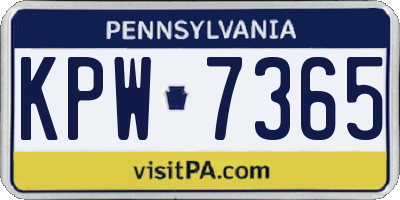 PA license plate KPW7365