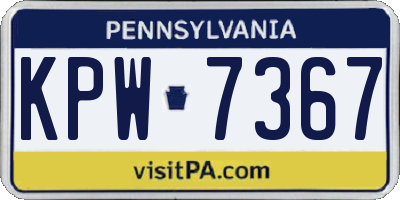 PA license plate KPW7367