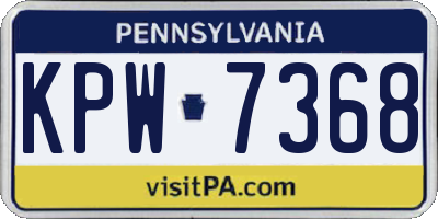 PA license plate KPW7368