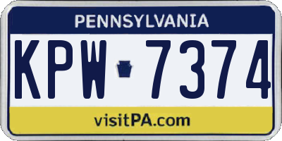 PA license plate KPW7374