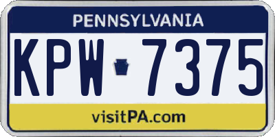 PA license plate KPW7375