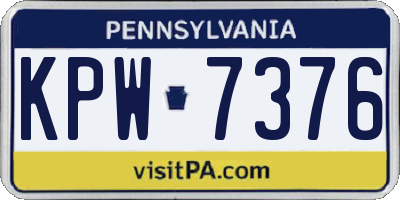 PA license plate KPW7376