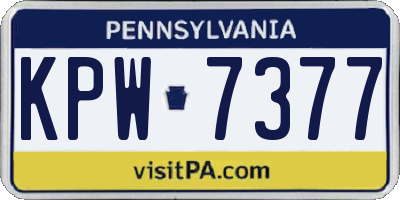 PA license plate KPW7377
