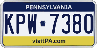 PA license plate KPW7380
