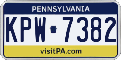 PA license plate KPW7382