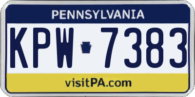 PA license plate KPW7383