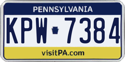 PA license plate KPW7384
