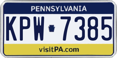 PA license plate KPW7385