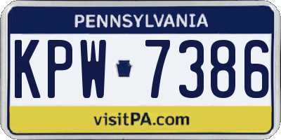 PA license plate KPW7386