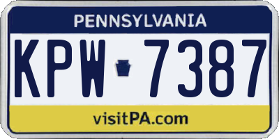 PA license plate KPW7387