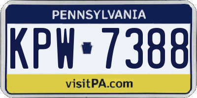 PA license plate KPW7388