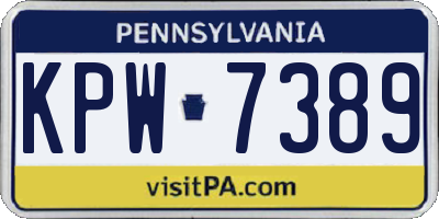 PA license plate KPW7389