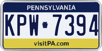 PA license plate KPW7394