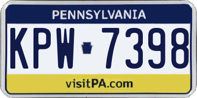 PA license plate KPW7398