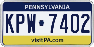 PA license plate KPW7402