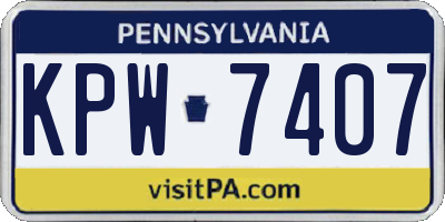 PA license plate KPW7407
