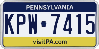PA license plate KPW7415