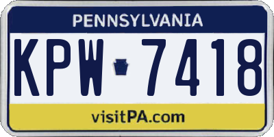 PA license plate KPW7418