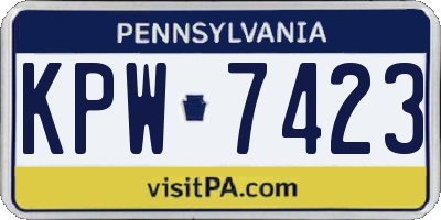 PA license plate KPW7423