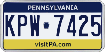 PA license plate KPW7425