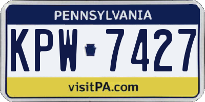 PA license plate KPW7427