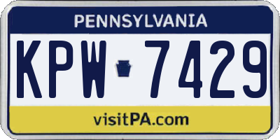 PA license plate KPW7429