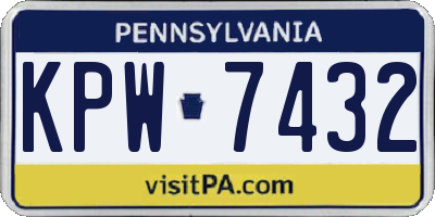 PA license plate KPW7432
