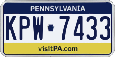 PA license plate KPW7433
