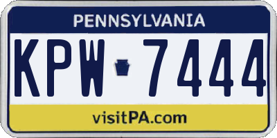 PA license plate KPW7444