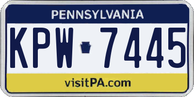 PA license plate KPW7445