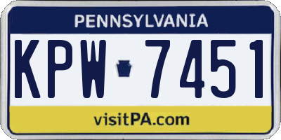 PA license plate KPW7451