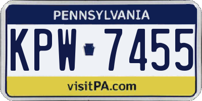 PA license plate KPW7455