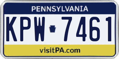 PA license plate KPW7461