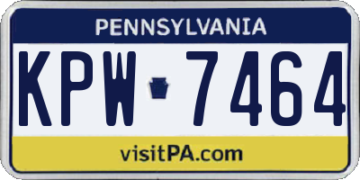 PA license plate KPW7464