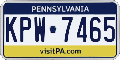 PA license plate KPW7465