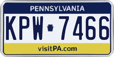 PA license plate KPW7466