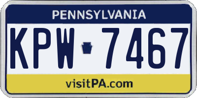 PA license plate KPW7467